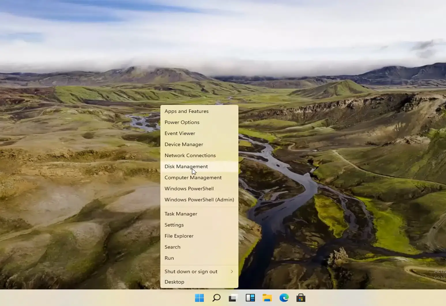 Windows 11 - Opening Disk Management Screenshot